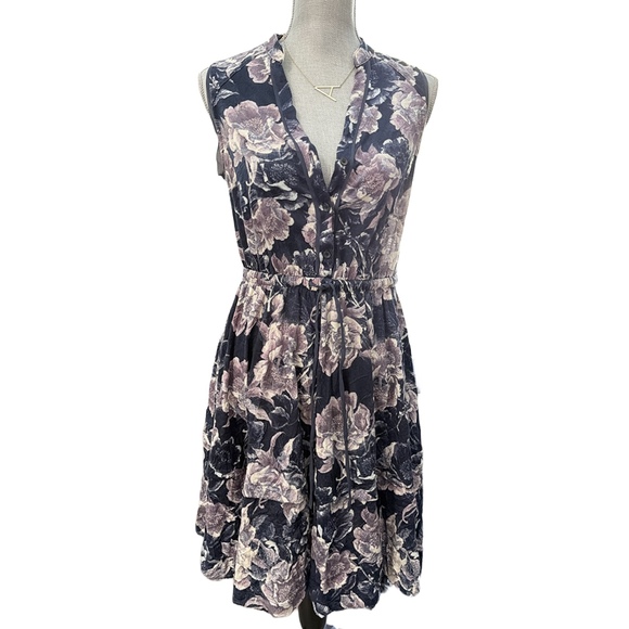 Simply vera Dresses & Skirts - Simply vera Dark floral sleeveless summer flared dress dark cottagecore flirty